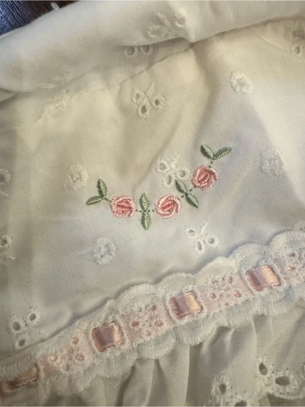 White & Pink Eyelet Ruffle Baby Sun Hat